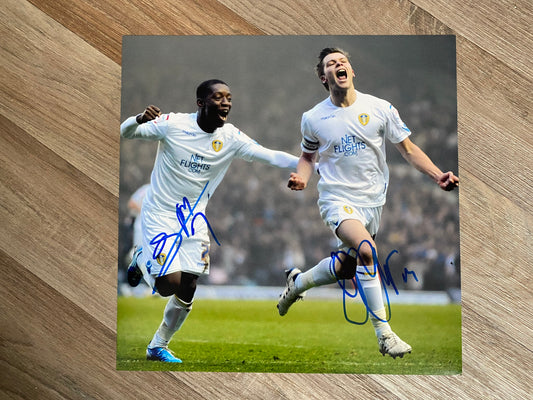 Max Gradel & Jonny Howson - Leeds United  - 10x10in signed photo - Leeds United memorabilia, gift, autograph