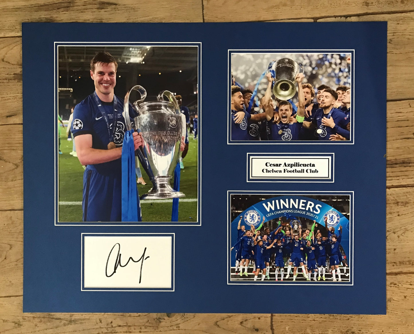 Cesar Azpilicueta - Chelsea FC - 20x16in signed photo montage - Chelsea memorabilia, gift, display