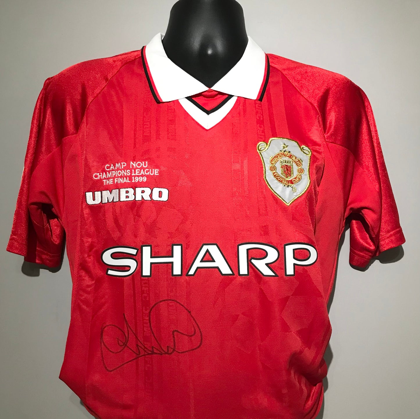 Andy Cole - Manchester United FC - "1999 CHAMPIONS LEAGUE FINAL" hand-signed replica shirt - MUFC memorabilia, football shirt (UNFRAMED)