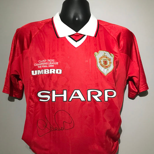 Andy Cole - Manchester United FC - "1999 CHAMPIONS LEAGUE FINAL" hand-signed replica shirt - MUFC memorabilia, football shirt (UNFRAMED)