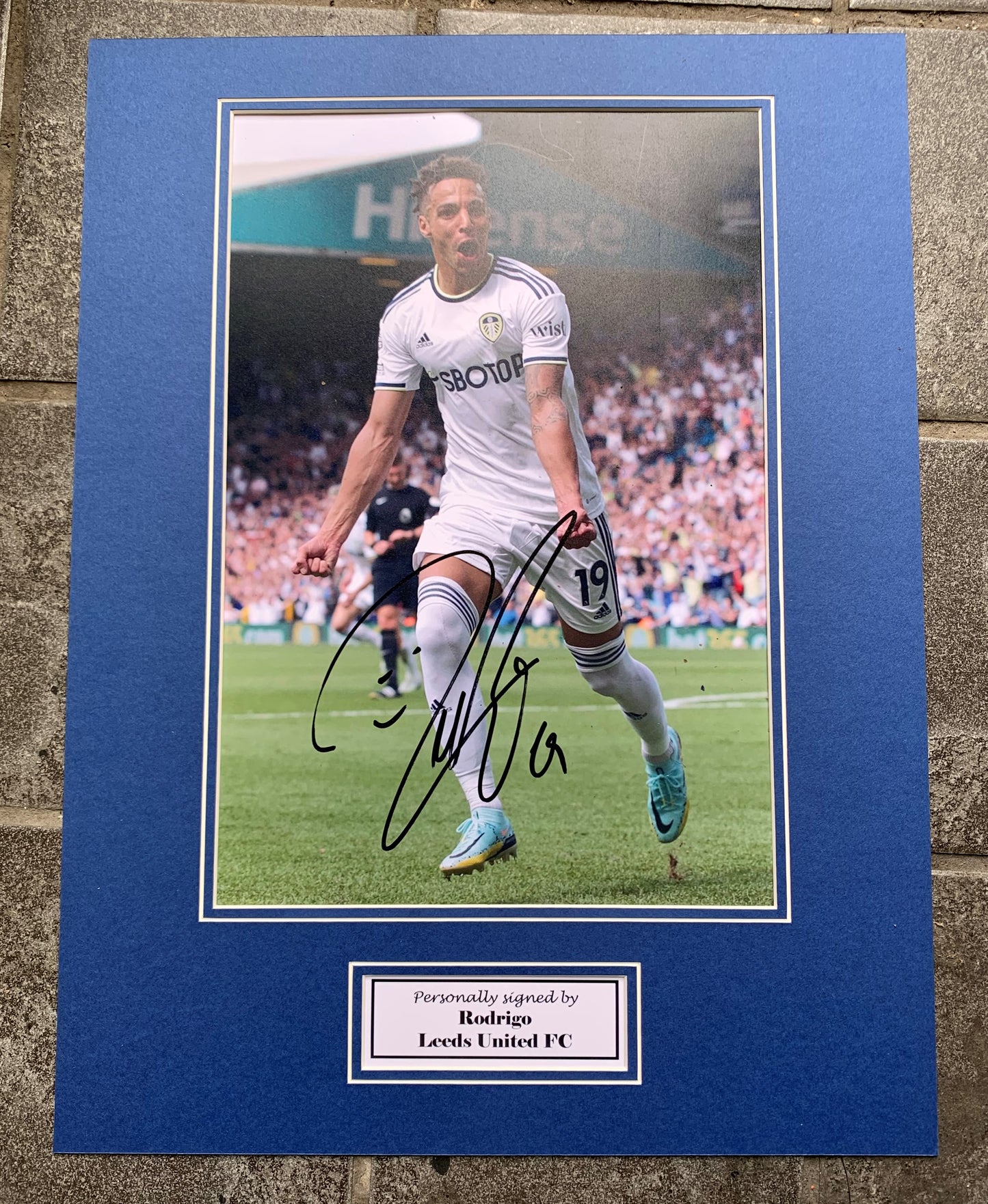 Rodrigo - Leeds United AFC - 16x12in signed photo montage - Leeds United memorabilia, gift, display