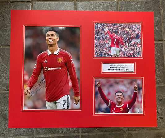 Cristiano Ronaldo - Manchester United FC - 20x16in signed photo montage - MUFC memorabilia, gift, display