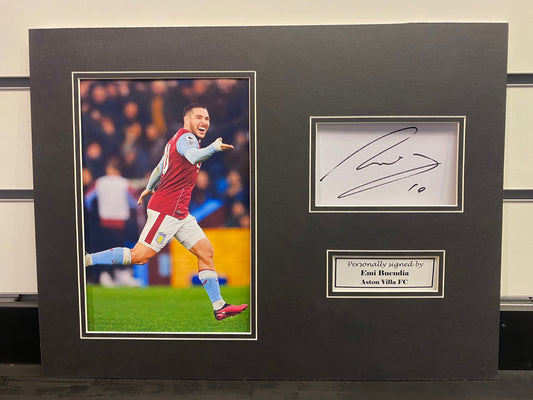 Emi Buendia - Aston Villa FC - 16x12in signed photo montage - Aston Villa memorabilia, gift, display