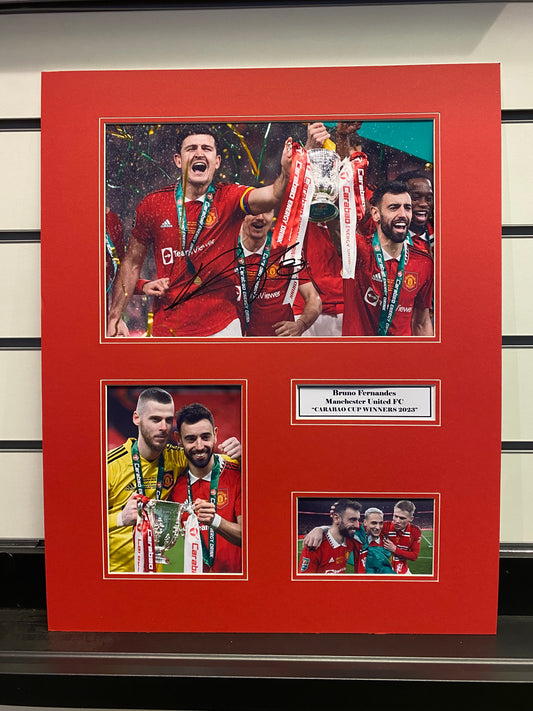 Bruno Fernandes - Manchester United FC - 20x16in signed photo montage - MUFC memorabilia, gift, display