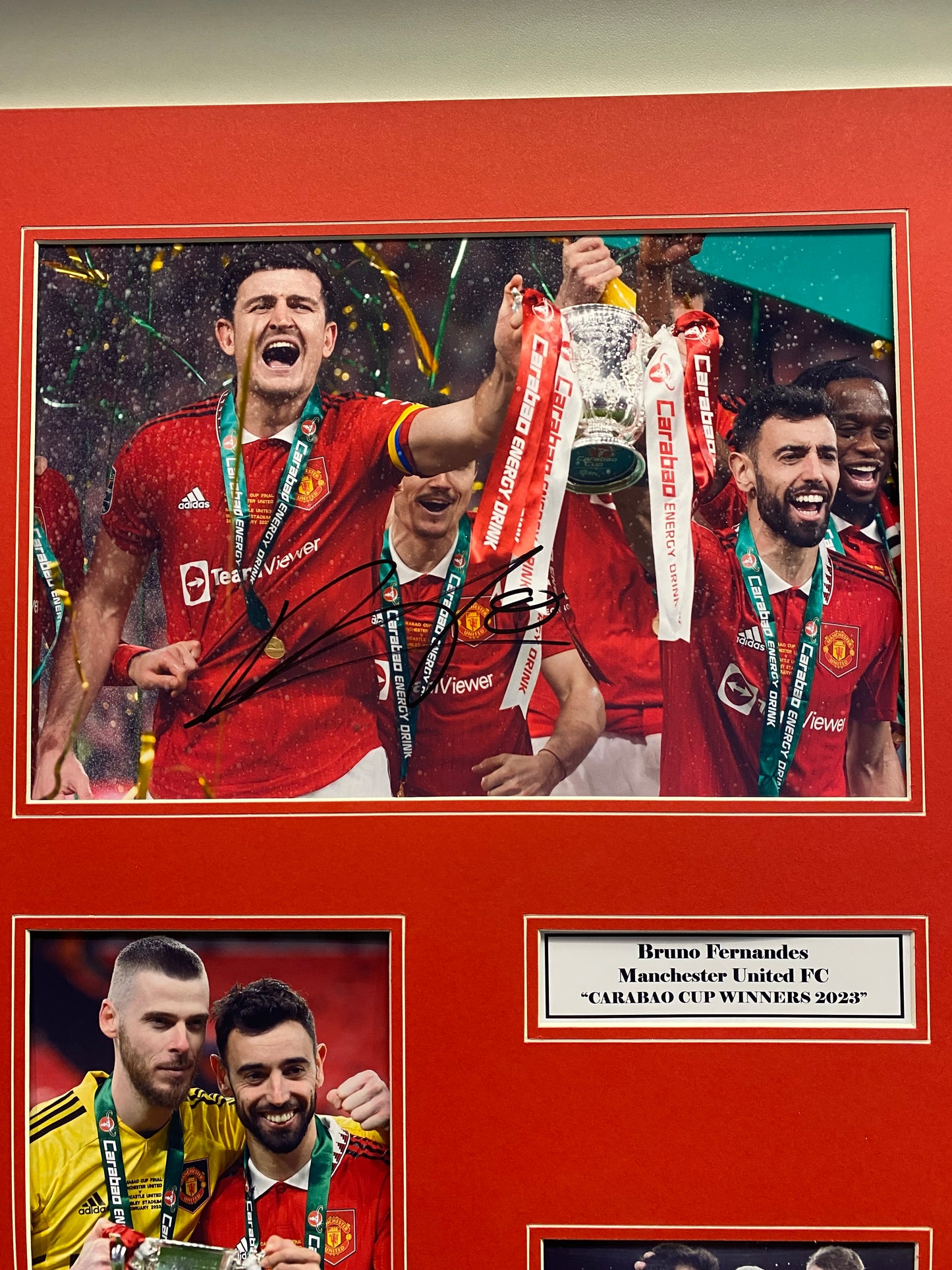 Bruno Fernandes - Manchester United FC - 20x16in signed photo montage - MUFC memorabilia, gift, display