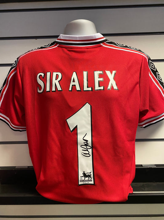 Sir Alex Ferguson - Manchester United hand-signed replica shirt - MUFC memorabilia, football shirt (UNFRAMED)