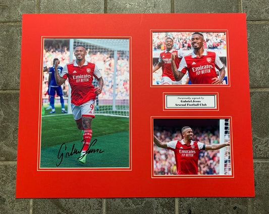 Gabriel Jesus - Arsenal FC - 20x16in signed photo montage - AFC memorabilia, gift, display (UNFRAMED)