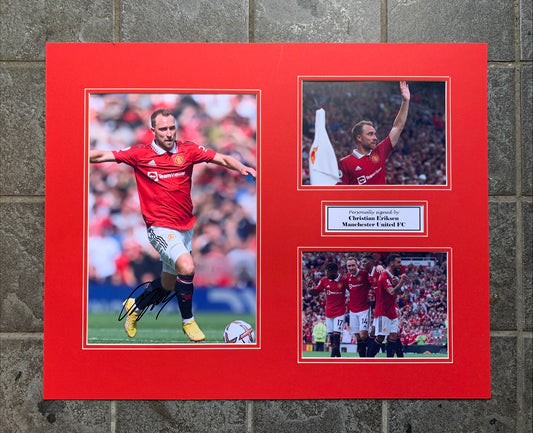 Christian Eriksen - Manchester United FC - 20x16in signed photo montage - MUFC memorabilia, gift, display