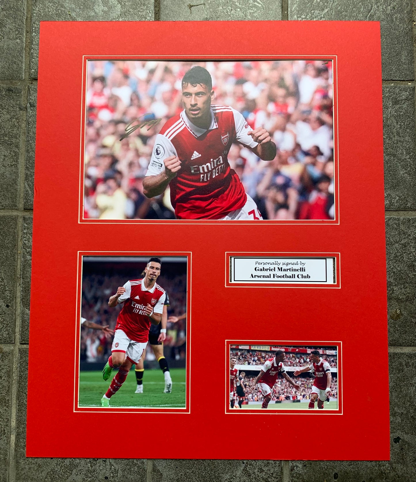 Gabriel Martinelli- Arsenal FC - 20x16in signed photo montage - AFC memorabilia, gift, display (UNFRAMED)