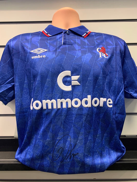 Kerry Dixon - Chelsea signed replica shirt - Chelsea memorabilia, CFC gift, (UNFRAMED)