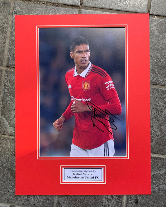 Rafael Varane - Manchester United FC - 16x12in signed photo mount - MUFC memorabilia, gift, display