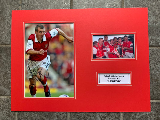 Nigel Winterburn - Arsenal FC - 16x12in signed photo mount - AFC memorabilia, gift, display (UNFRAMED)