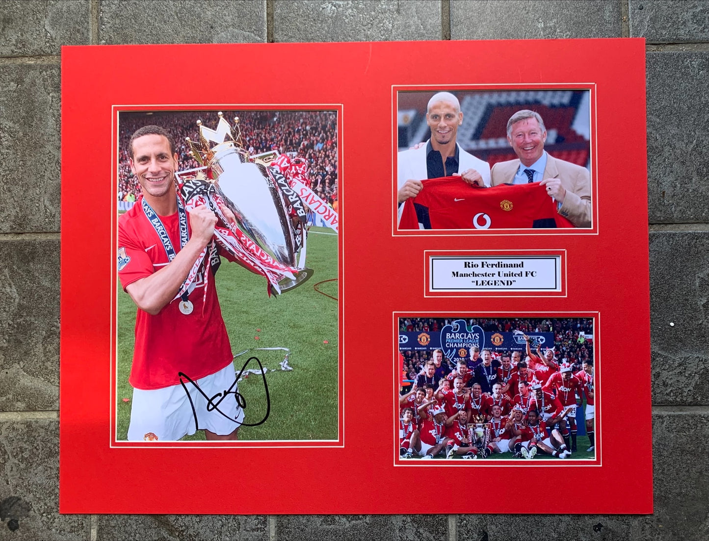 Rio Ferdinand - Manchester United FC - 20x16in signed photo montage - MUFC memorabilia, gift, display