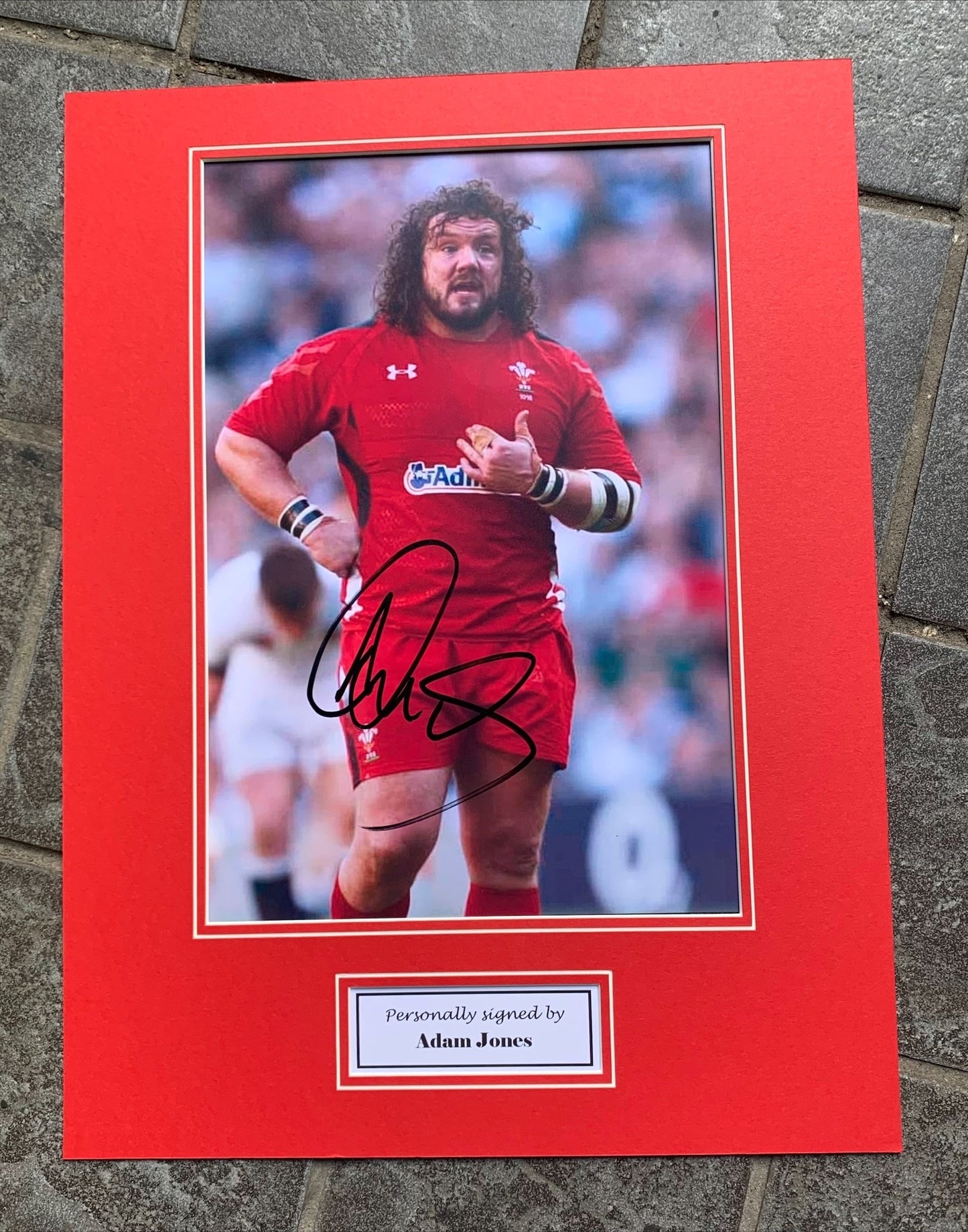 Adam Jones - Wales Rugby Union Legend - 16x12in signed photo mount - Rugby Union memorabilia, gift, display