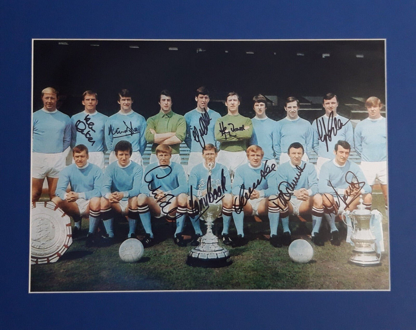 1969 Manchester City FC - 20x16in multi-signed photo mount - City memorabilia, gift, display