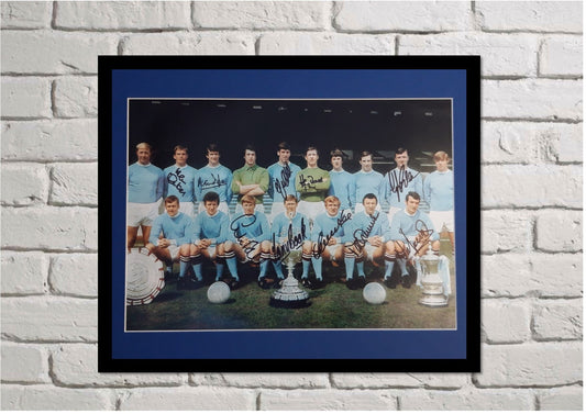 1969 Manchester City FC - 20x16in multi-signed photo mount - City memorabilia, gift, display