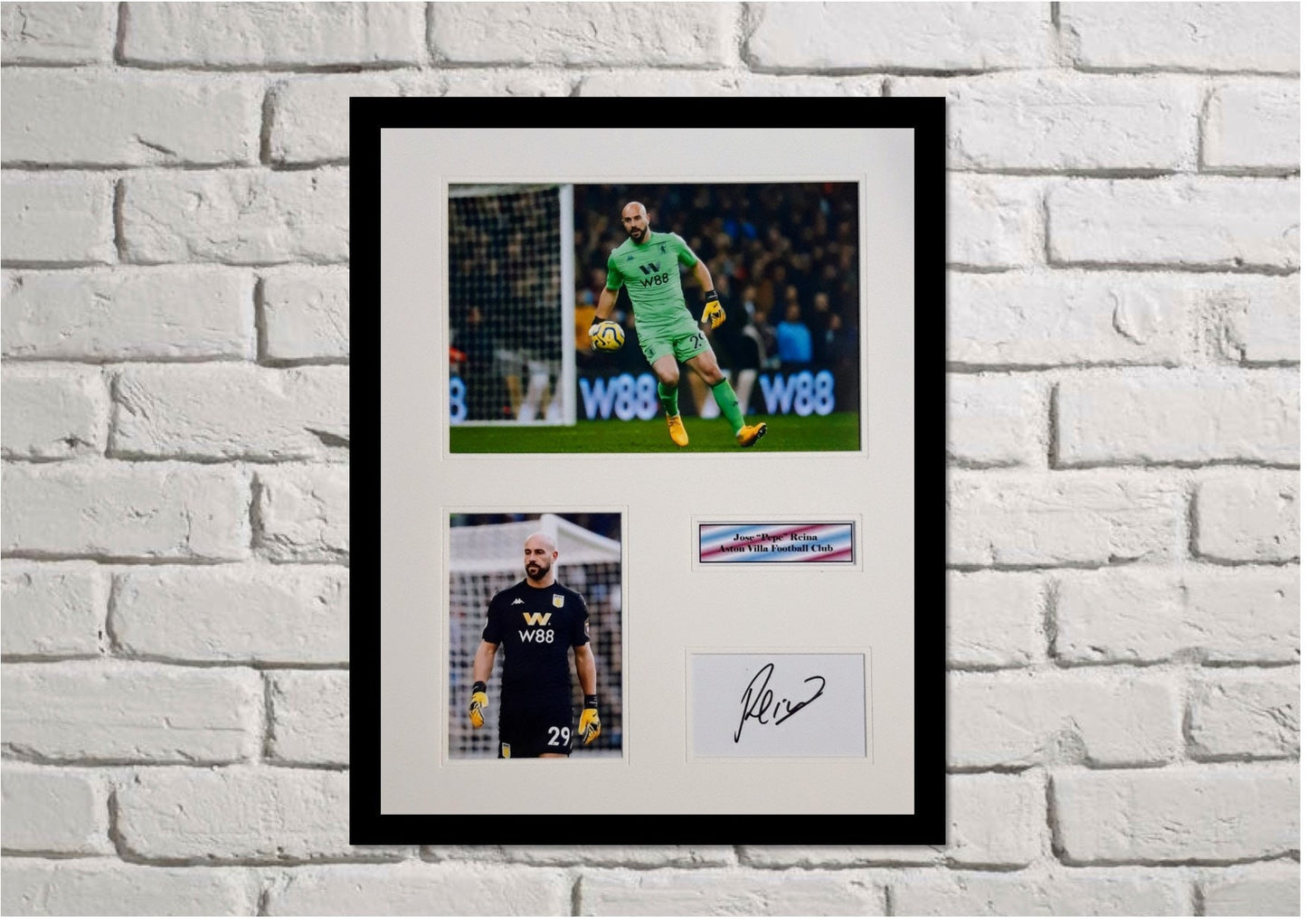 Jose "PEPE" Reina - Aston Villa FC - 20x16in signed photo montage - Aston Villa memorabilia, gift, display