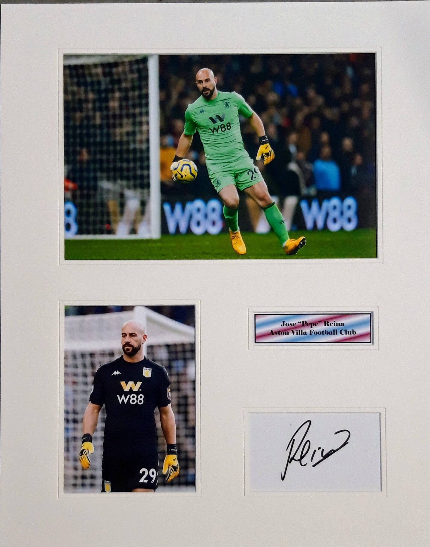 Jose "PEPE" Reina - Aston Villa FC - 20x16in signed photo montage - Aston Villa memorabilia, gift, display