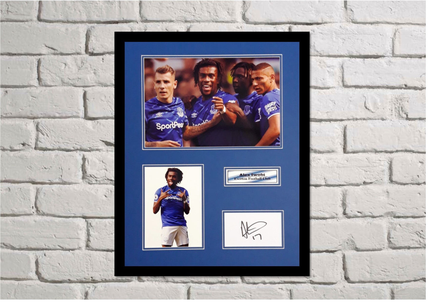 Alex Iwobi - Everton FC - 20x16in signed photo montage - Everton memorabilia, gift, display