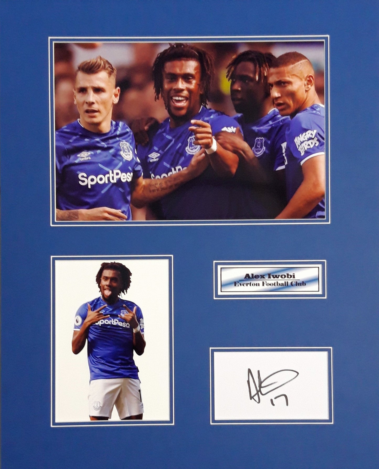 Alex Iwobi - Everton FC - 20x16in signed photo montage - Everton memorabilia, gift, display