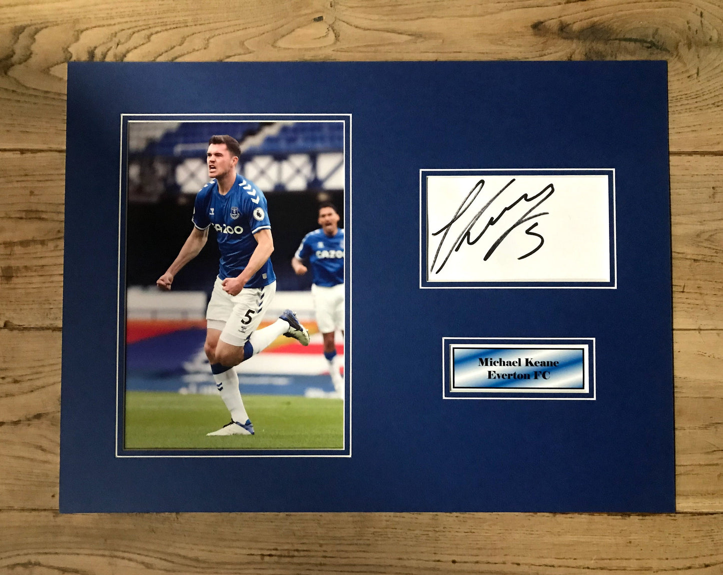 Michael Keane Everton FC -16x12in signed photo montage - Everton memorabilia, gift, display