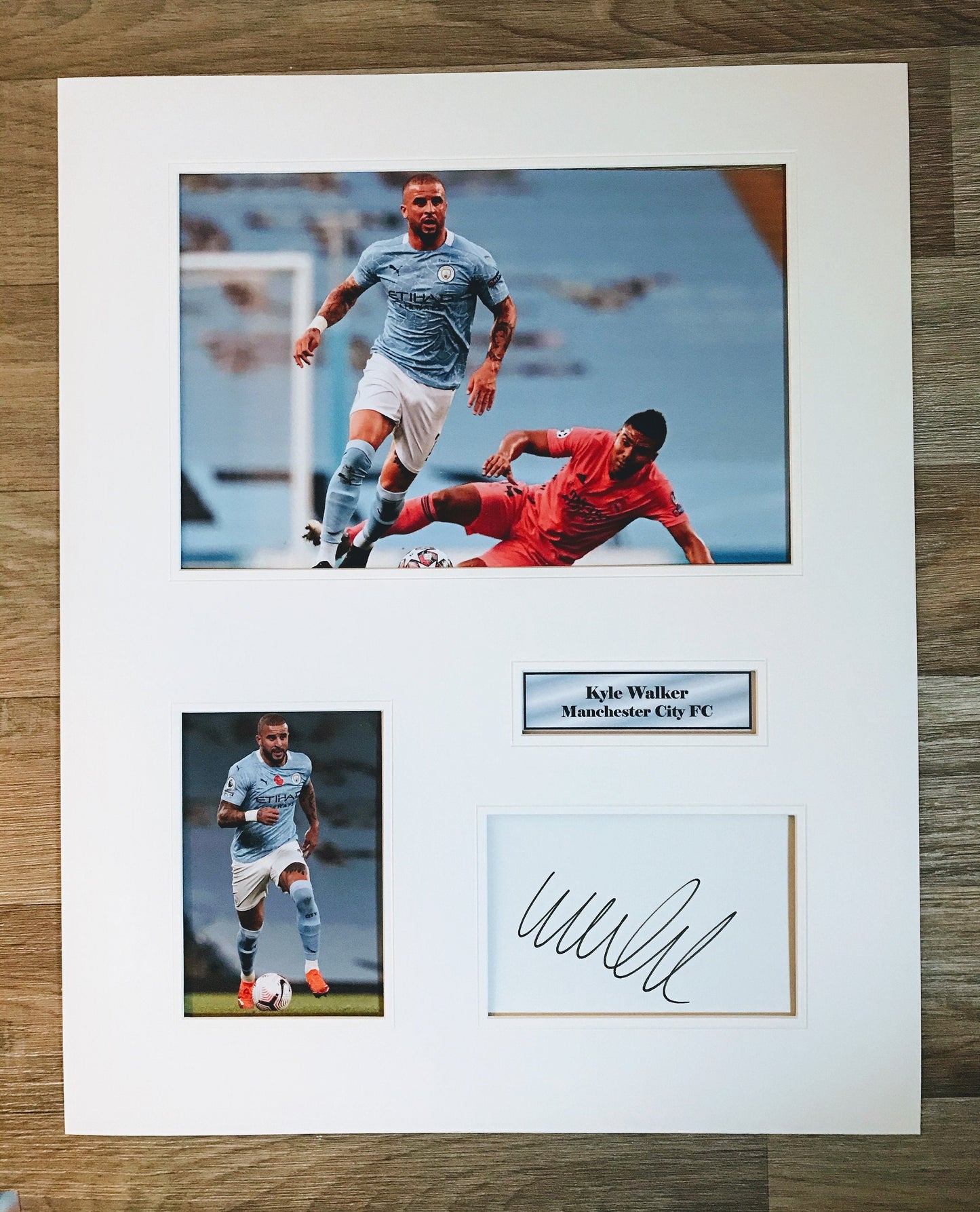 Kyle Walker - Manchester City FC - 20x16in signed photo montage - City memorabilia, gift, display