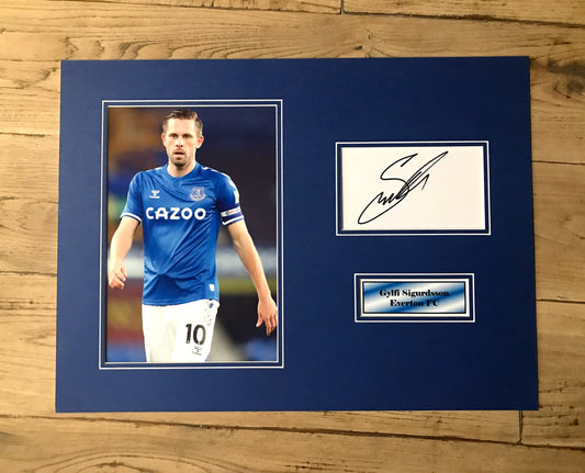 Gylfi Sigurdsson Everton FC -16x12in signed photo montage - Everton memorabilia, gift, display