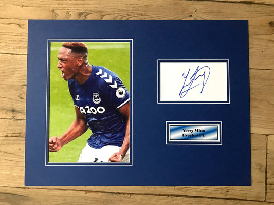 Yerry Mina Everton FC -16x12in signed photo montage - Everton memorabilia, gift, display