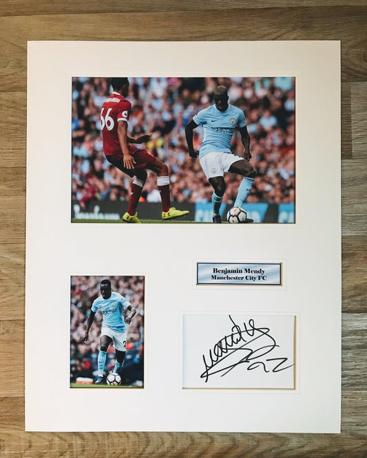 Benjamin Mendy - Manchester City FC - 20x16in signed photo montage - City memorabilia, gift, display