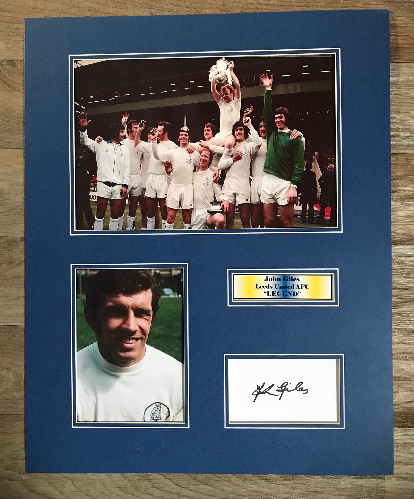 John Giles - Leeds United AFC - 20x16in signed photo montage - Leeds memorabilia, gift, display