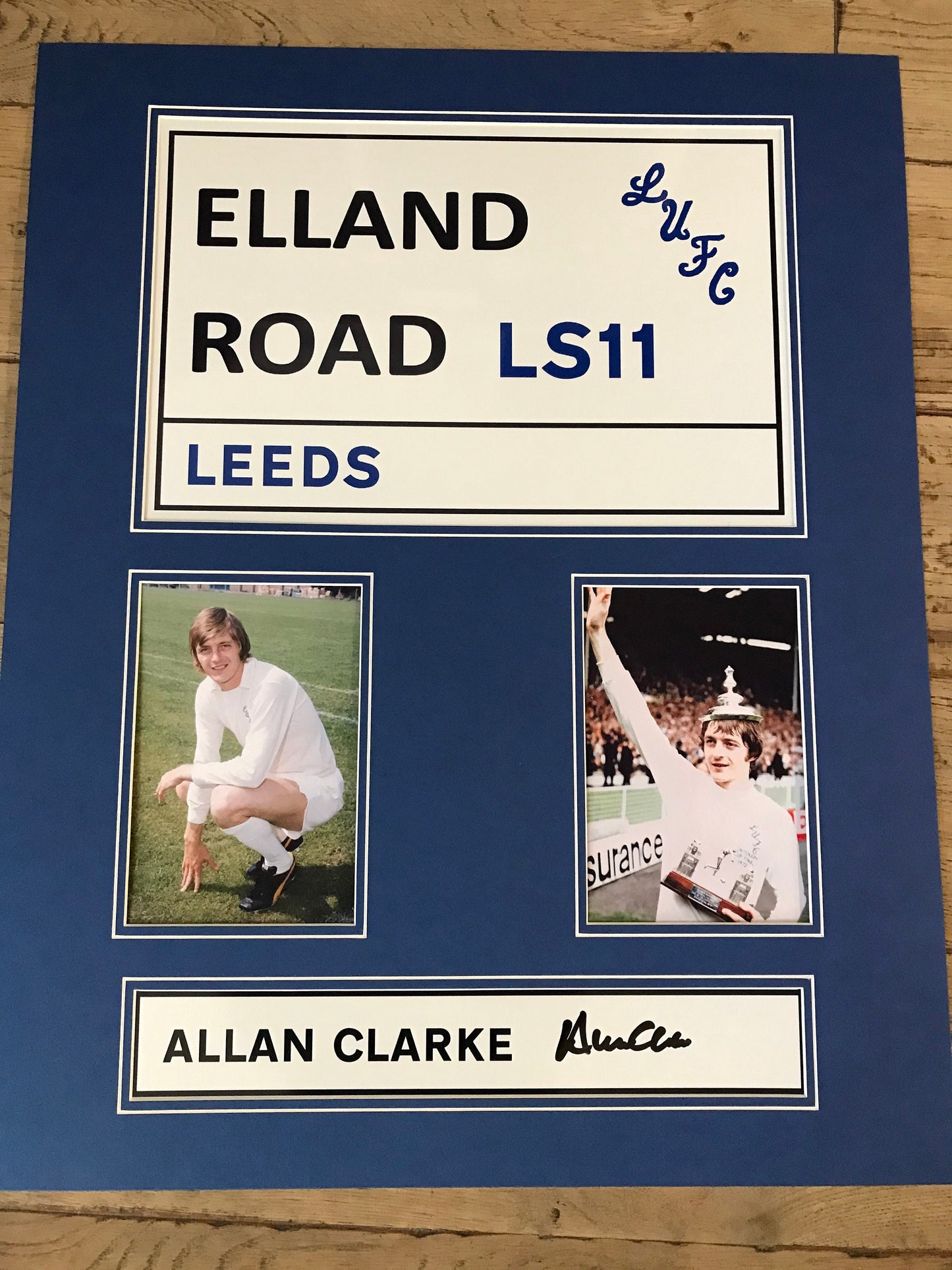 Allan Clarke - Leeds United AFC - 20x16in signed photo mount - Leeds memorabilia, gift, display (UNFRAMED)