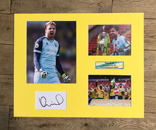 Tim Krul - Norwich City FC Champions 2021 - 20x16in signed photo montage - Norwich memorabilia, gift, display