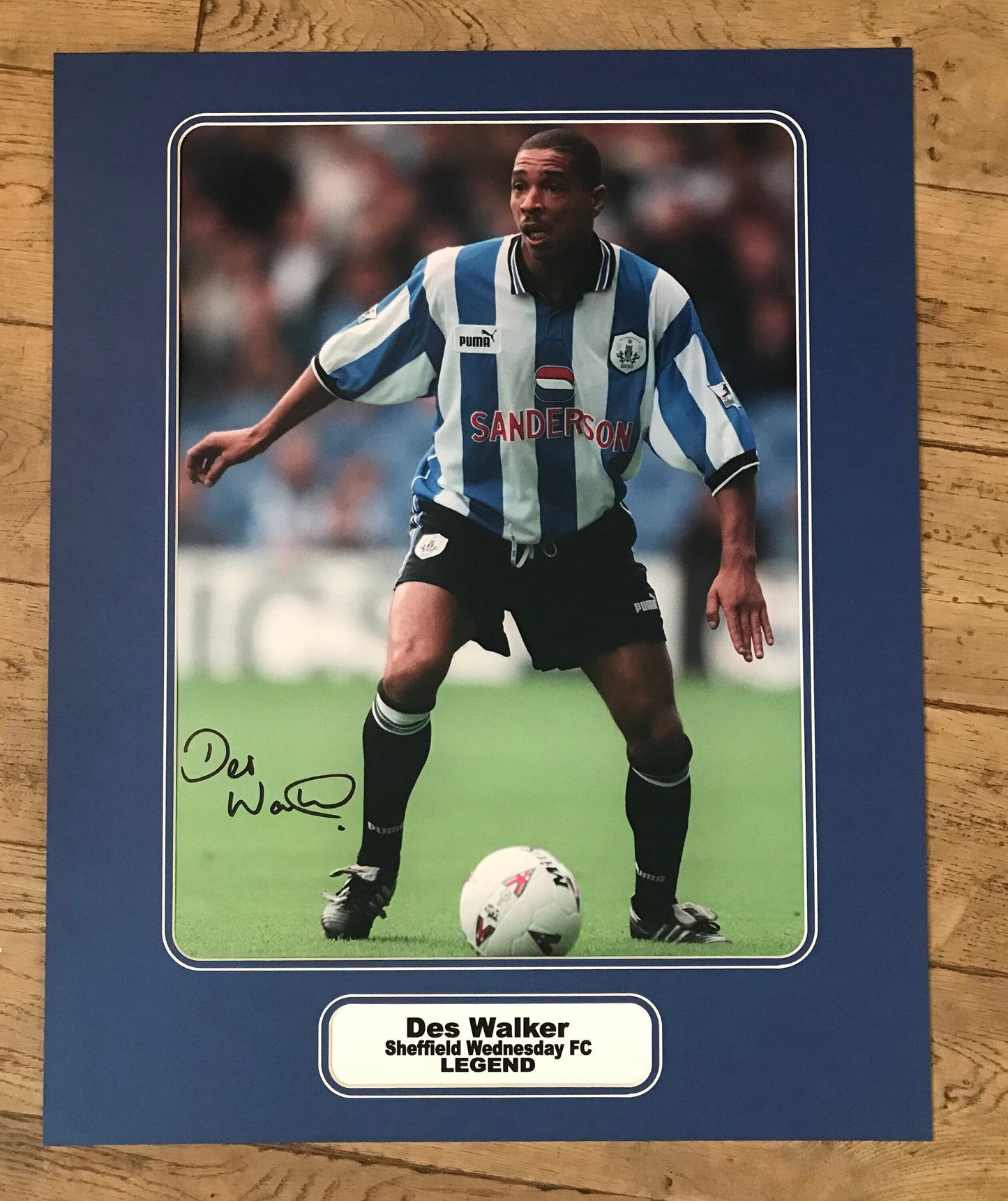 Des Walker - Sheffield Wednesday - 20x16in signed photo mount - Wednesday memorabilia, gift, display