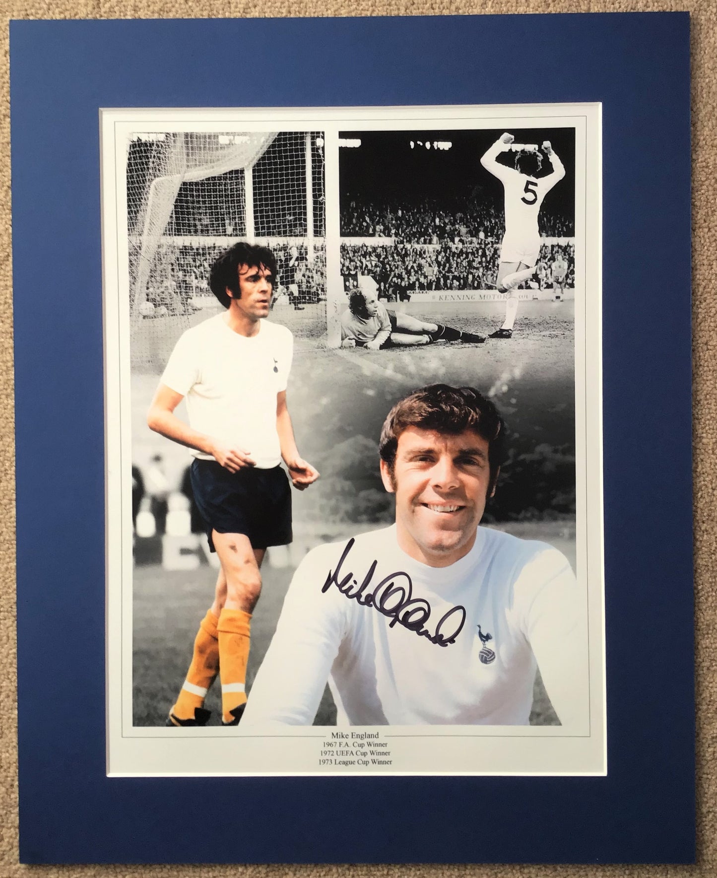 Mike England - Tottenham Hotspur FC - 20x16in signed photo mount- THFC memorabilia, gift, display (UNFRAMED)