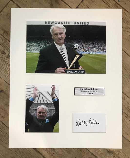 Sir Bobby Robson - Newcastle United FC - 20x16in signed photo mount - NUFC memorabilia, gift, display