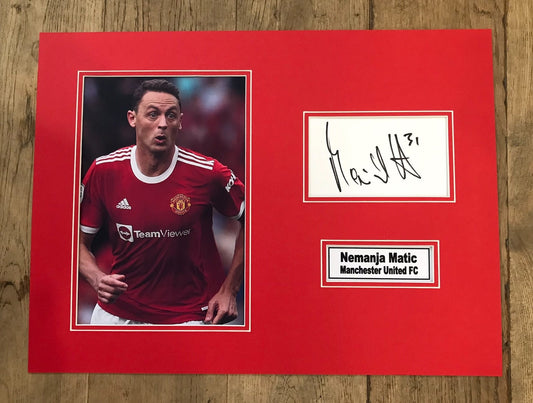 Nemanja Matic - Manchester United FC - 16x12in signed photo mount - MUFC memorabilia, gift, display