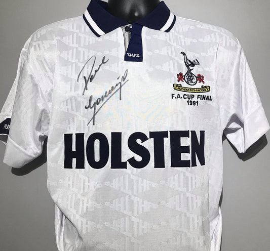 Paul Gascoigne - Tottenham Hotspur FC - FA Cup Final 1991 hand-signed replica shirt - THFC memorabilia, football shirt