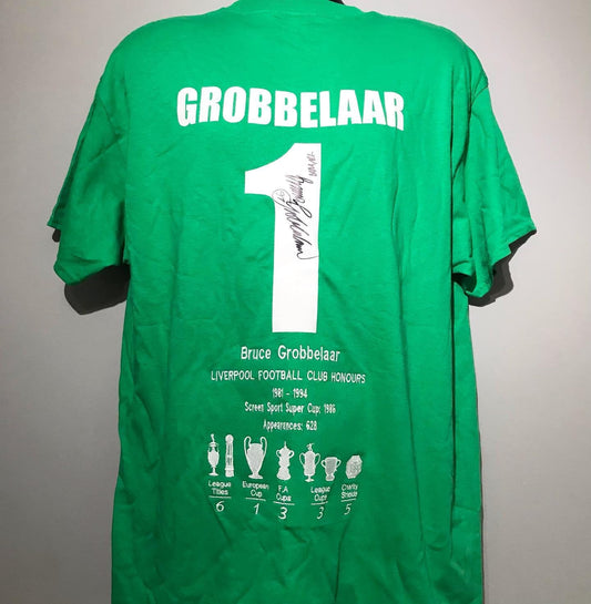 Bruce Grobbelaar - Liverpool FC - hand-signed replica shirt - LFC memorabilia, football shirt (UNFRAMED)