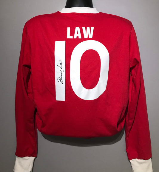 Denis Law - Manchester United FC Wembley 63 - hand-signed replica shirt - MUFC memorabilia, football shirt (UNFRAMED)