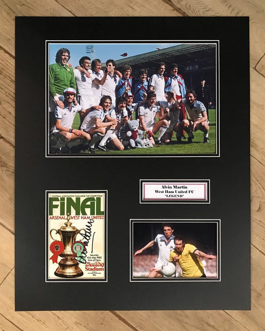 Alvin Martin - West Ham United FC - 20x16in signed photo mount - WHU memorabilia, gift, display (UNFRAMED)