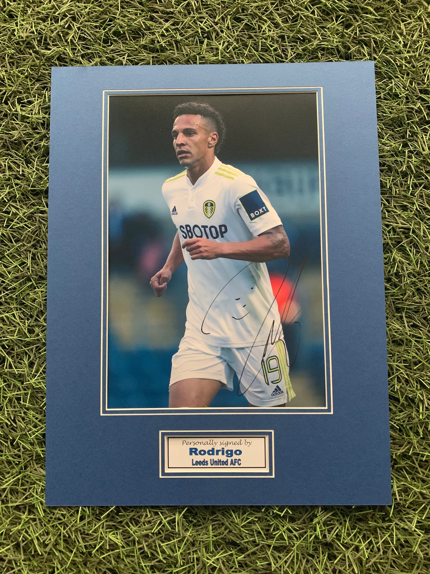 Rodrigo - Leeds United AFC - 16x12in signed photo montage - Leeds United memorabilia, gift, display