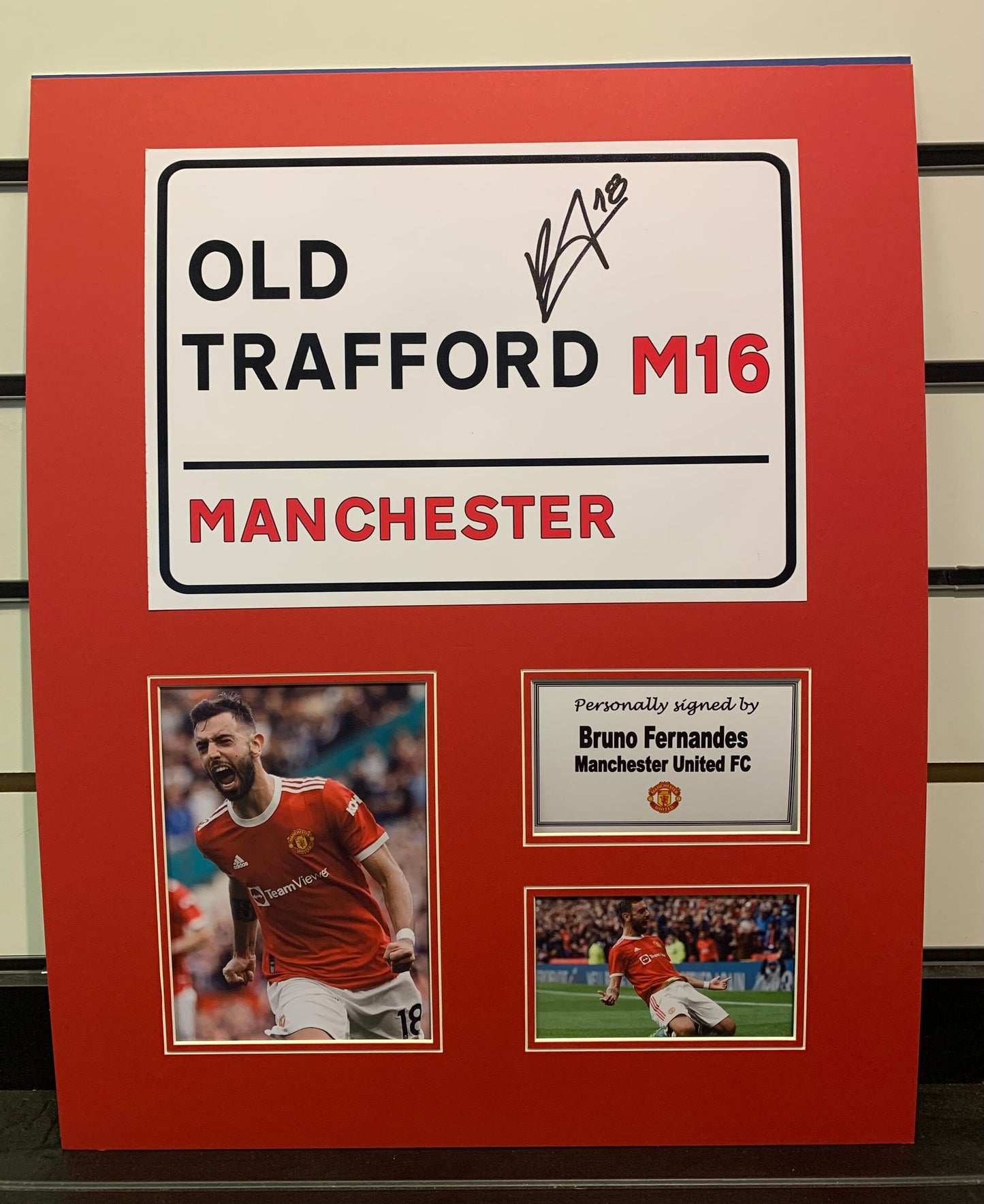 Bruno Fernandes - Manchester United FC - 20x16in signed photo montage - MUFC memorabilia, gift, display