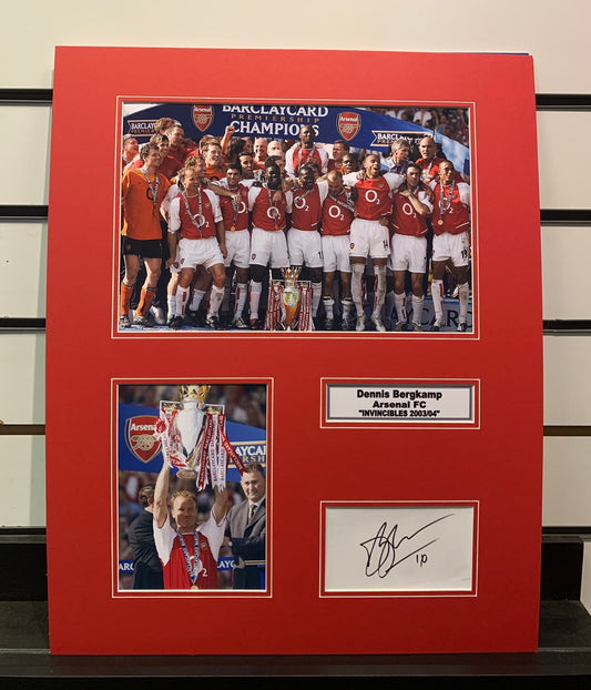 Dennis Bergkamp - Arsenal FC - 20x16in signed photo montage - AFC memorabilia, gift, display (UNFRAMED)