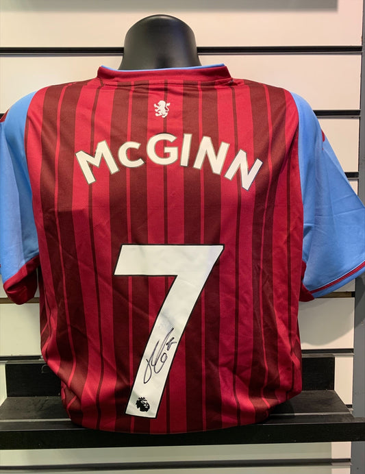 John McGinn - Aston Villa signed replica shirt -Villa memorabilia, AVFC gift, (UNFRAMED)