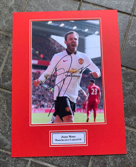 Juan Mata - Manchester United FC - 16x12in signed photo mount - MUFC memorabilia, gift, display