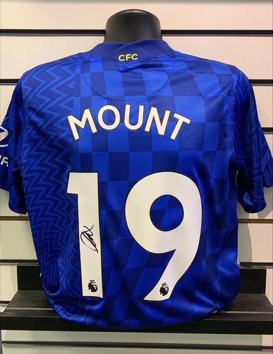 Mason Mount - Chelsea signed replica shirt -Chelsea memorabilia, CFC gift, (UNFRAMED)