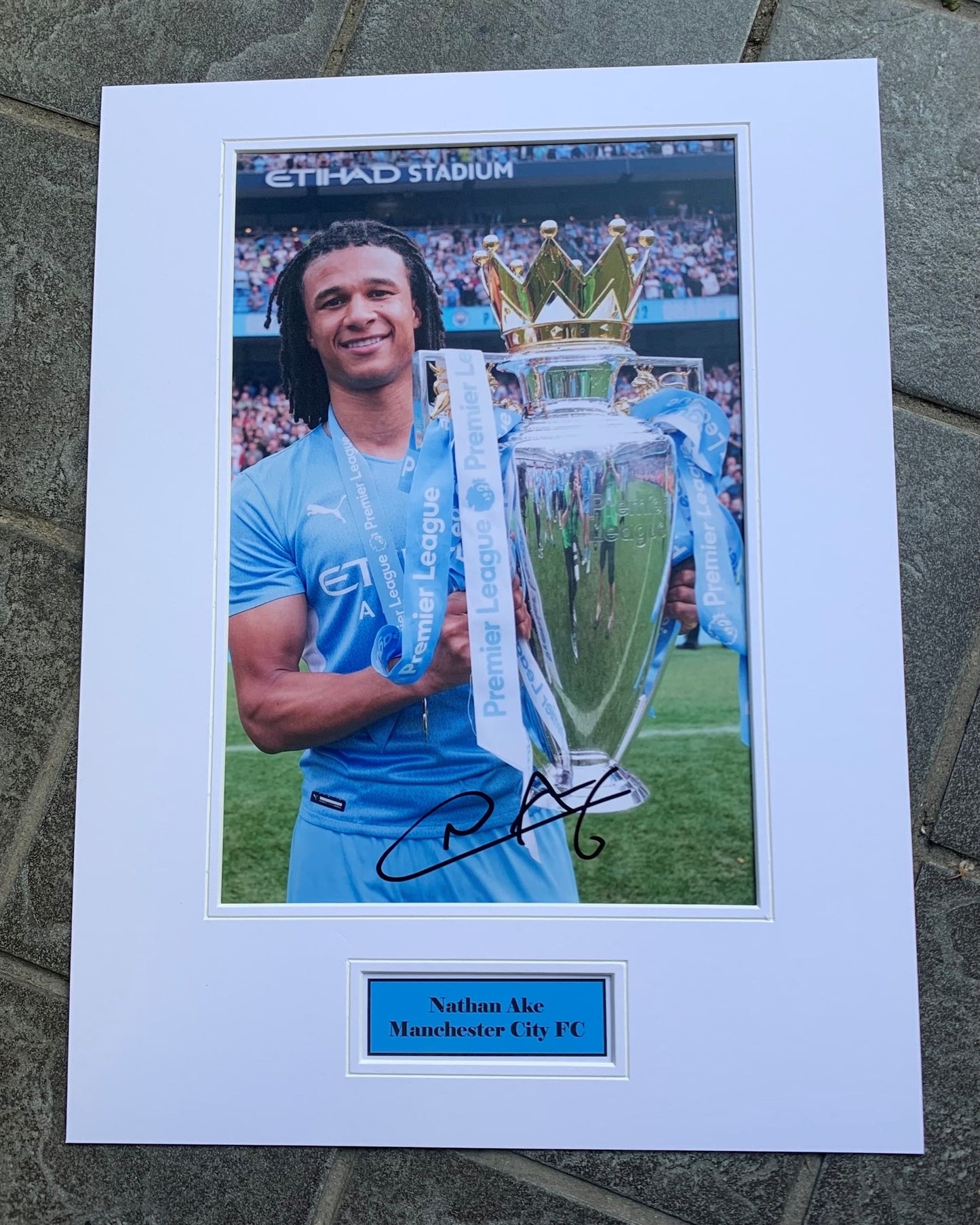 Nathan Ake - Manchester City FC -16x12in signed photo montage - MCFC memorabilia, gift, display